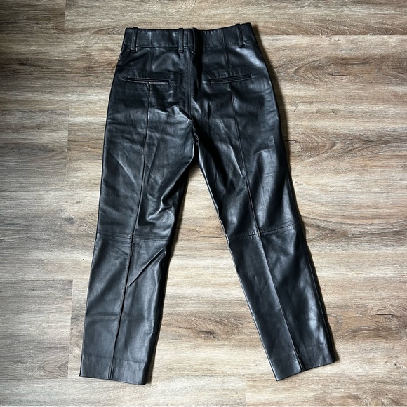 Vince Black Leather High Waisted Pleated Pants Size 4 - Picture 6 of 10